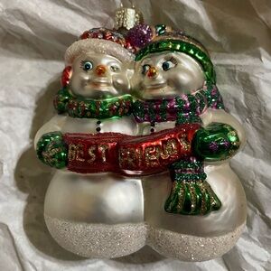Best Friends Snowman Old World Christmas Ornament